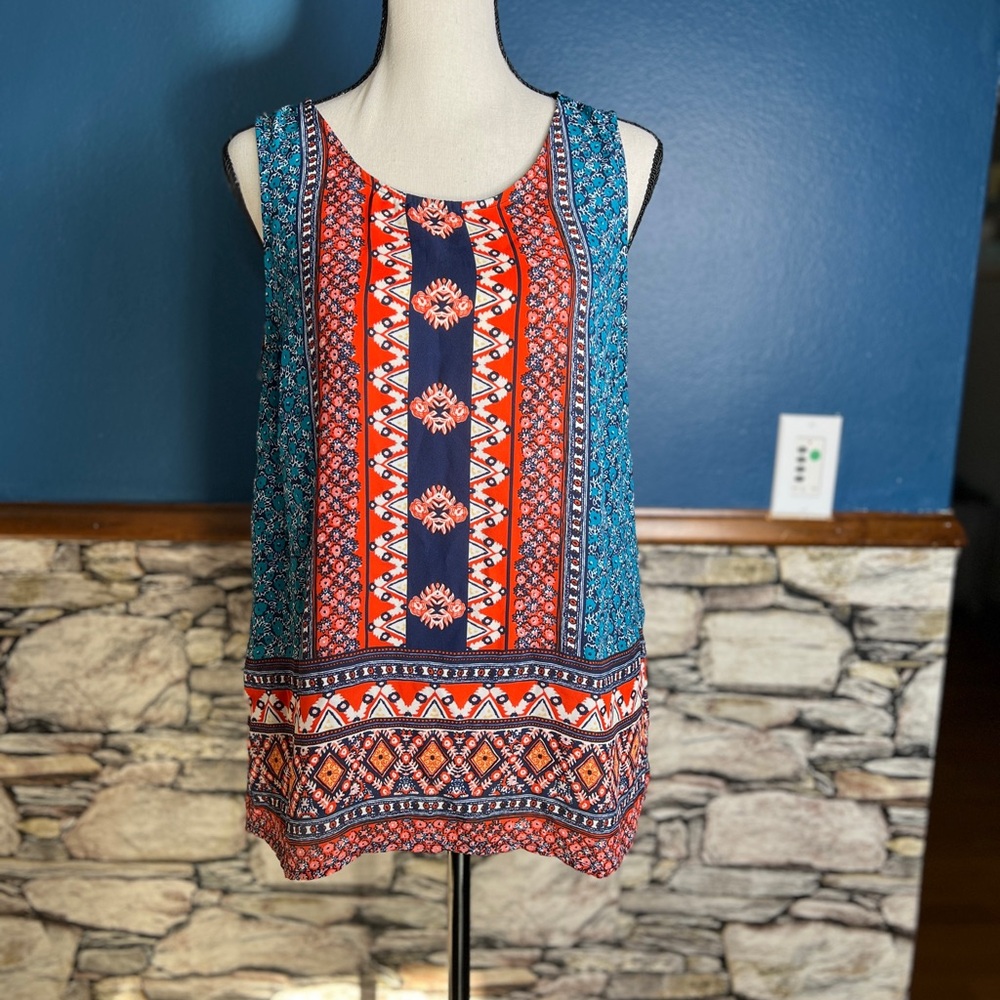 Small Colorful Aztec Print Women's Tank Top